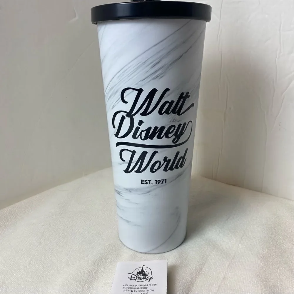 Walt Disney World Metal Tumbler W/Silicone Castle Straw New W/Tags